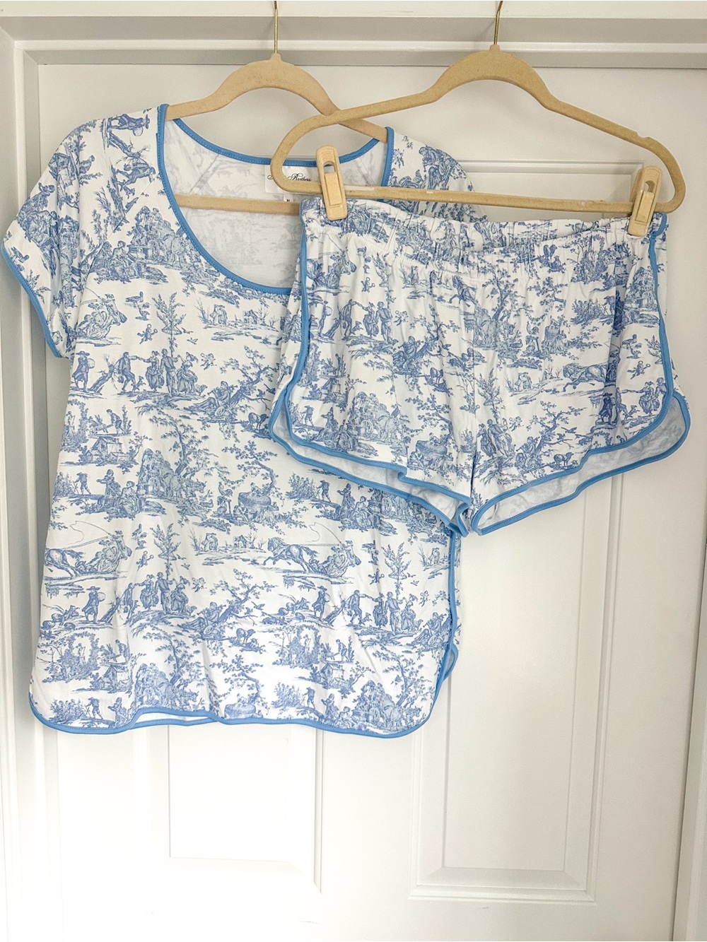 LAKE Pajamas x Brooks Brothers blue white Toile Short Pajama Set XL like new
